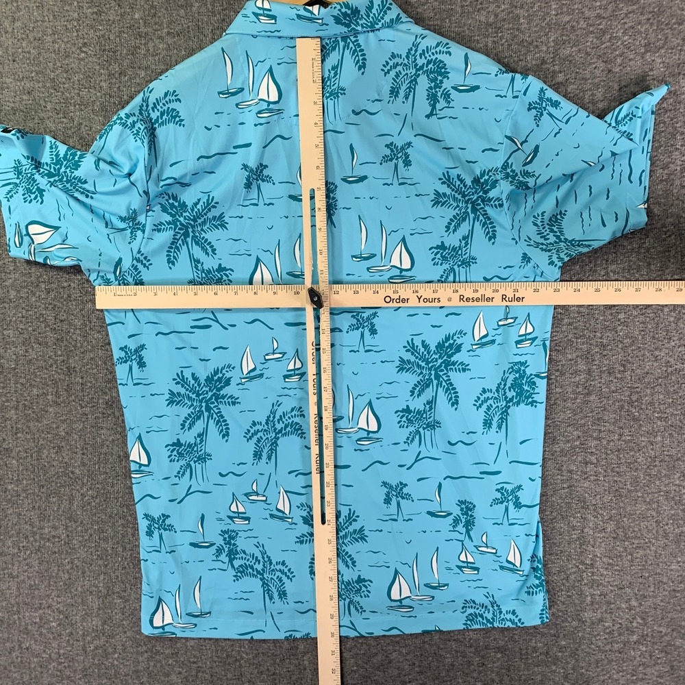 Bad Birdie Polo Men Extra Large Blue Geometric Golf Boat Island Beach - Picture 9 of 12